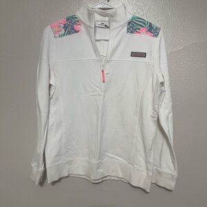 Vineyard Vines Floral Women’s Quarter Zip Size S NWOT